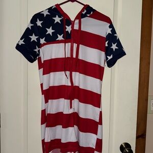 American Flag Hooded romper